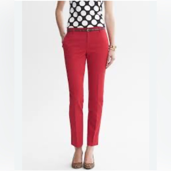 Banana Republic Camden Jacquard red ankle pants sz 4 nwt, 015 - Picture 1 of 4